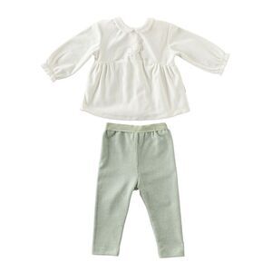 Andywawa Girls  Velvet Ruffle Outfit, Green